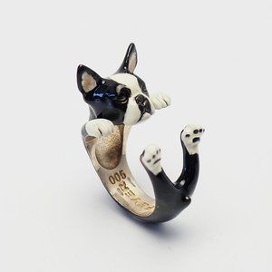French Bulldog dog open band enamel and sterling silver ring by Dog Fever